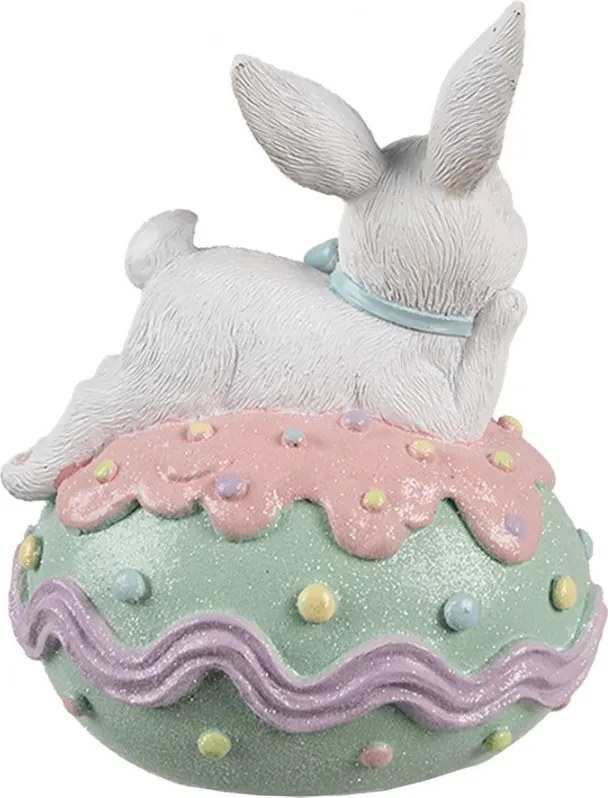 Dekorácia králik s mašľou na zelenom vajíčku - 11*9*15 cm