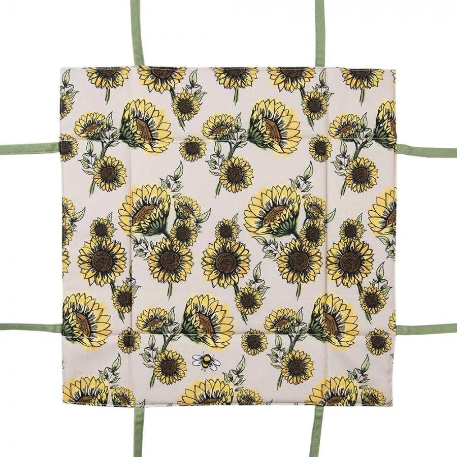 Béžový bavlnený košík na pečivo so slnečnicami Sunny Sunflowers - 35*35*8 cm