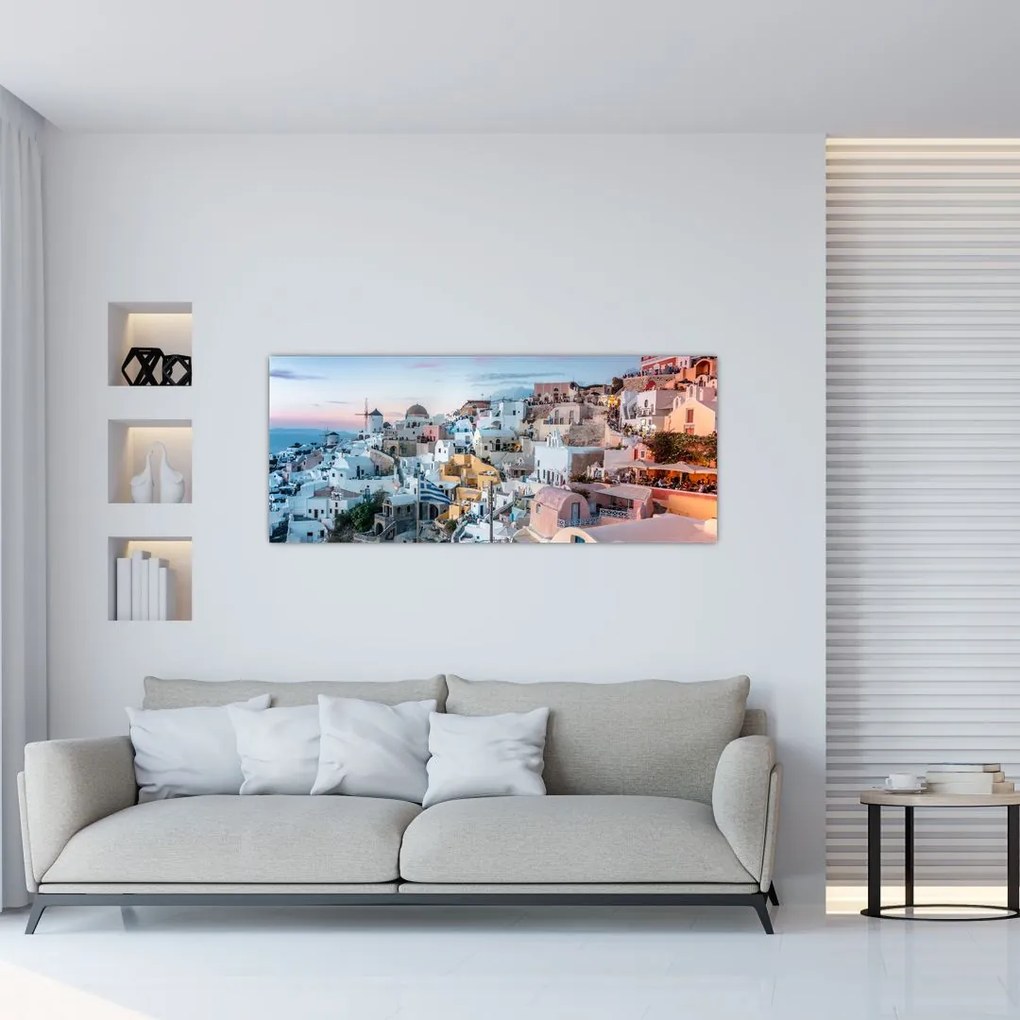 Obraz - Súmrak v Santorini (120x50 cm)