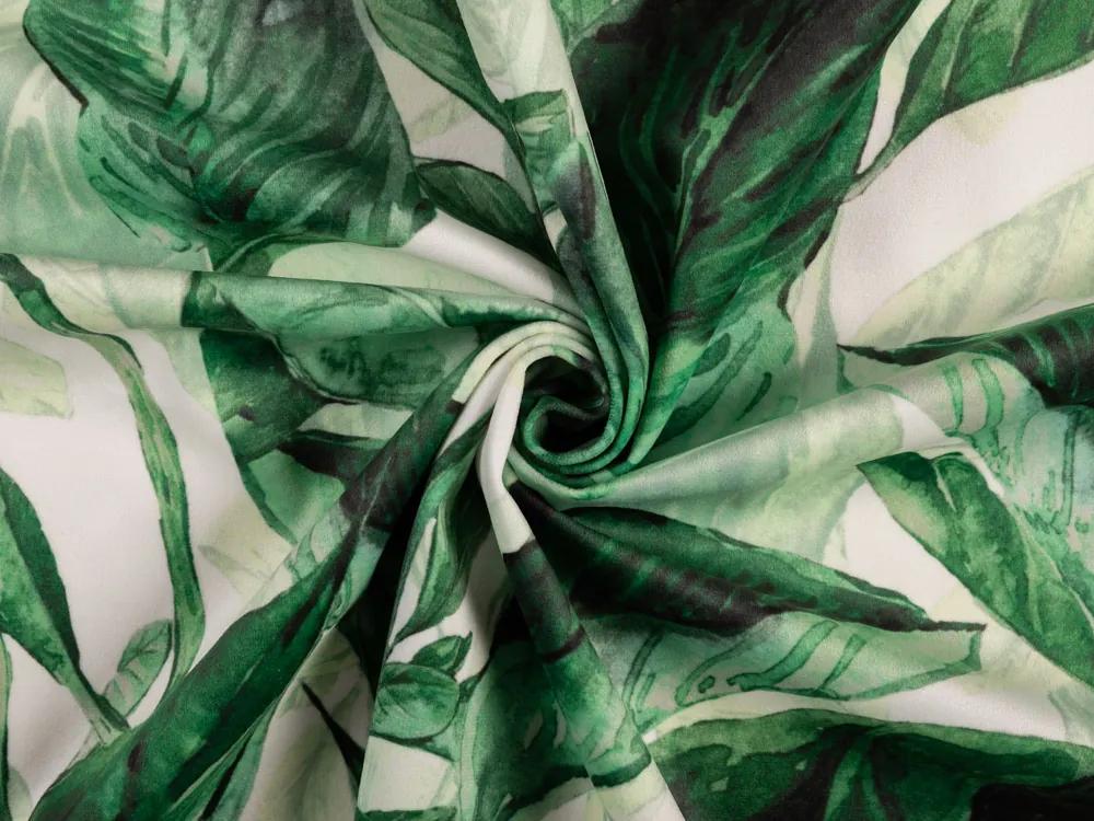 Biante Zamatová obliečka na vankúš s lemom Tamara TMR-028 Veľké zelené listy 40 x 60 cm