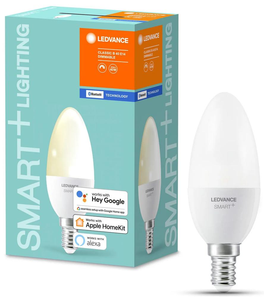 LEDVANCE Inteligentná LED žiarovka SMART+ BT, E14, sviečka, 5W, 470lm, 2700K, teplá biela