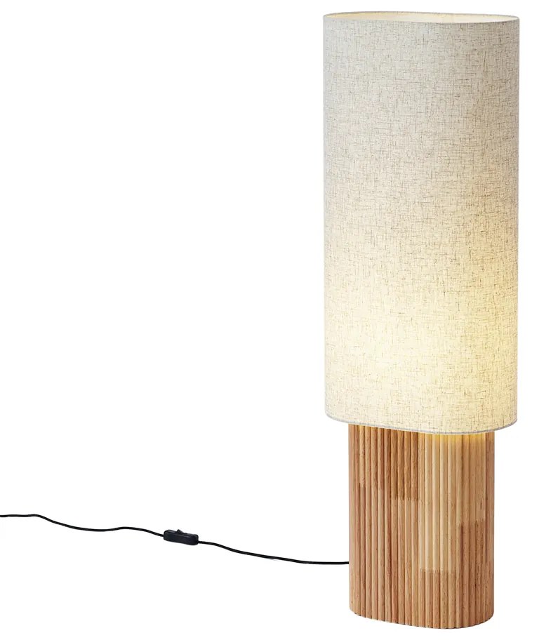 Japandi stojacia lampa drevená s ľanovým tienidlom 90 cm - Lamel