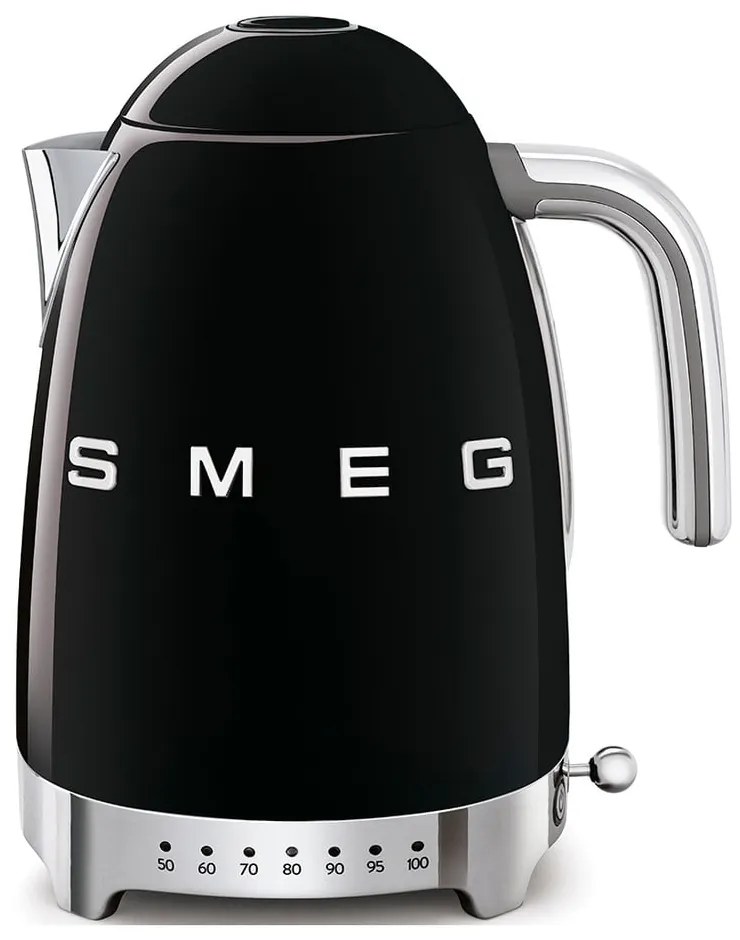 Čierna rýchlovarná kanvica z nehrdzavejúcej ocele 1,7 l Retro Style – SMEG
