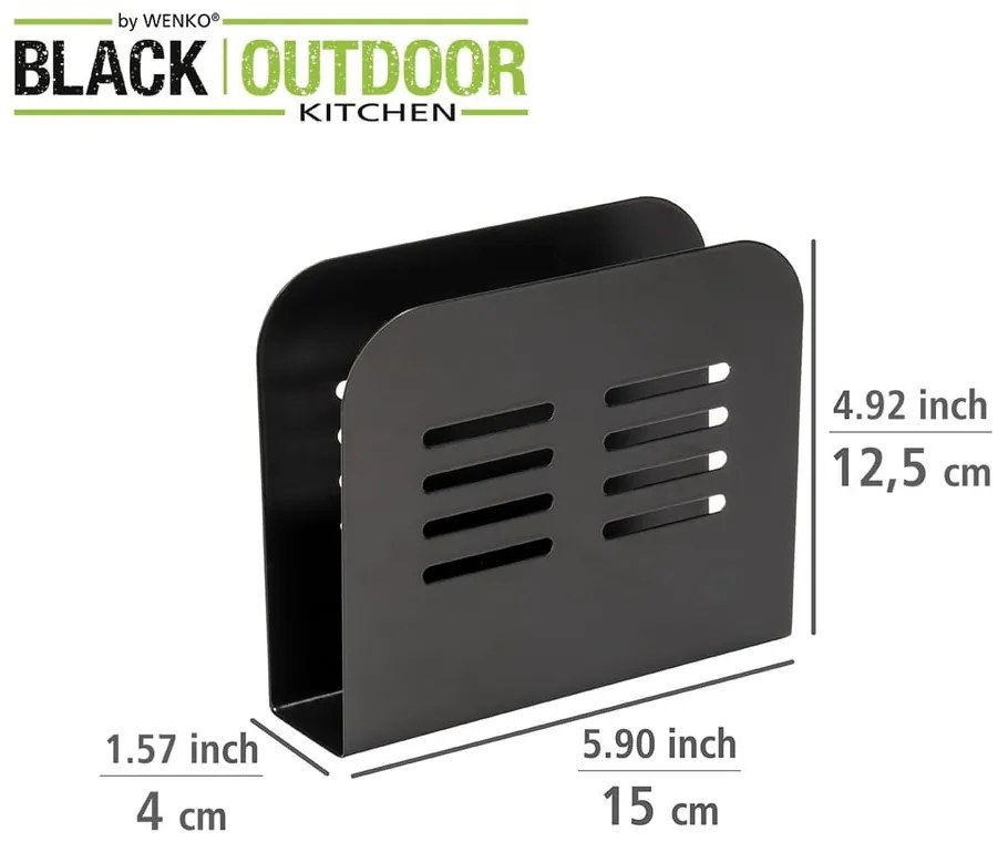 Čierny držiak na obrúsky Wenko Black Outdoor Kitchen Baco