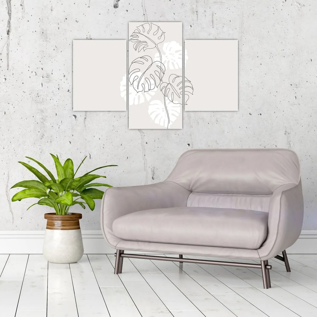 Obraz - Line art monstera N⁰3 (90x60 cm)