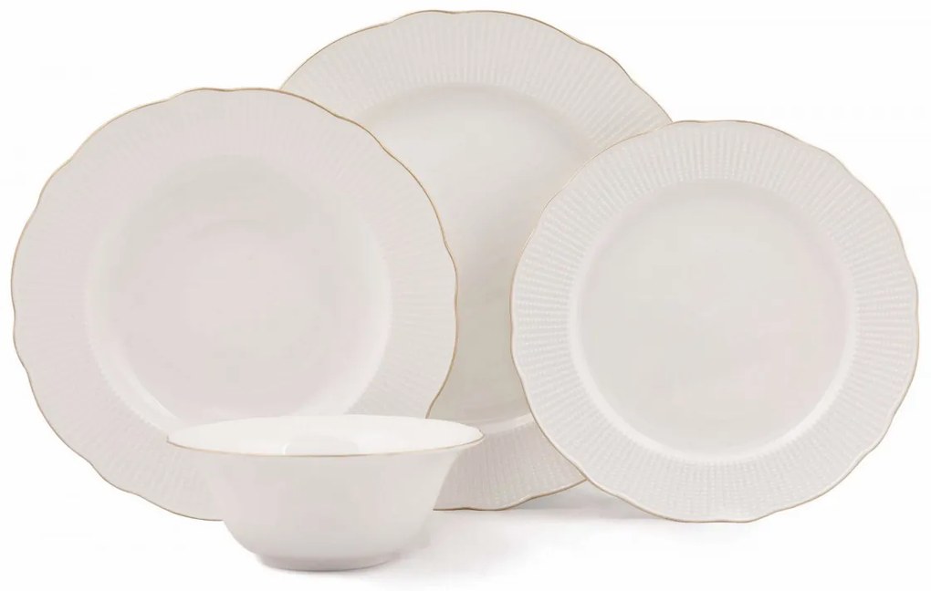 Porcelánová sada 24 ks talířů GoldieWhite bílá/zlatá