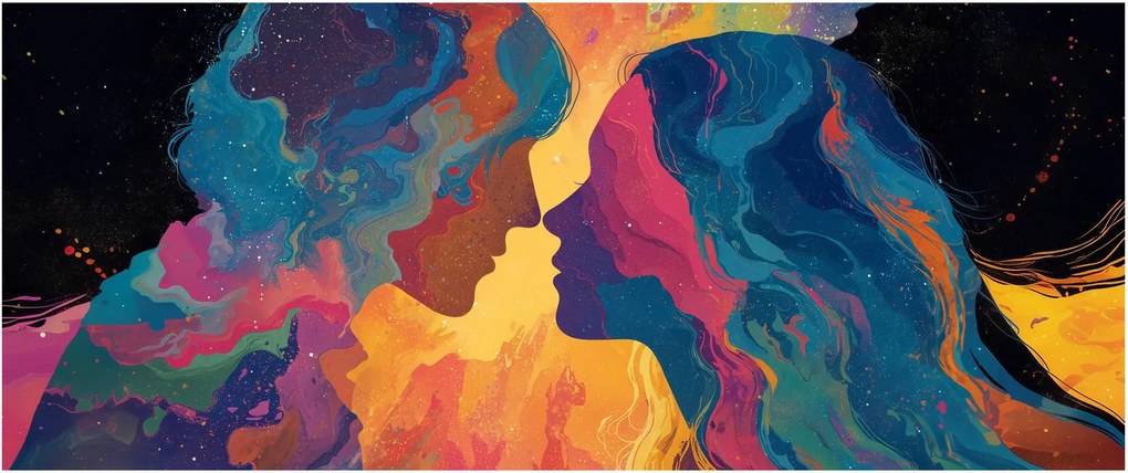 Obraz - Vesmírna láska (120x50 cm)
