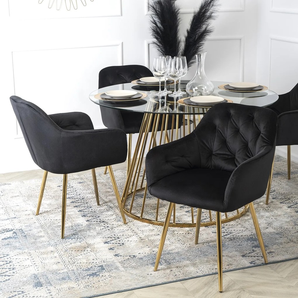 Jídelní stůl Olivier 120 cm čirý/zlatý