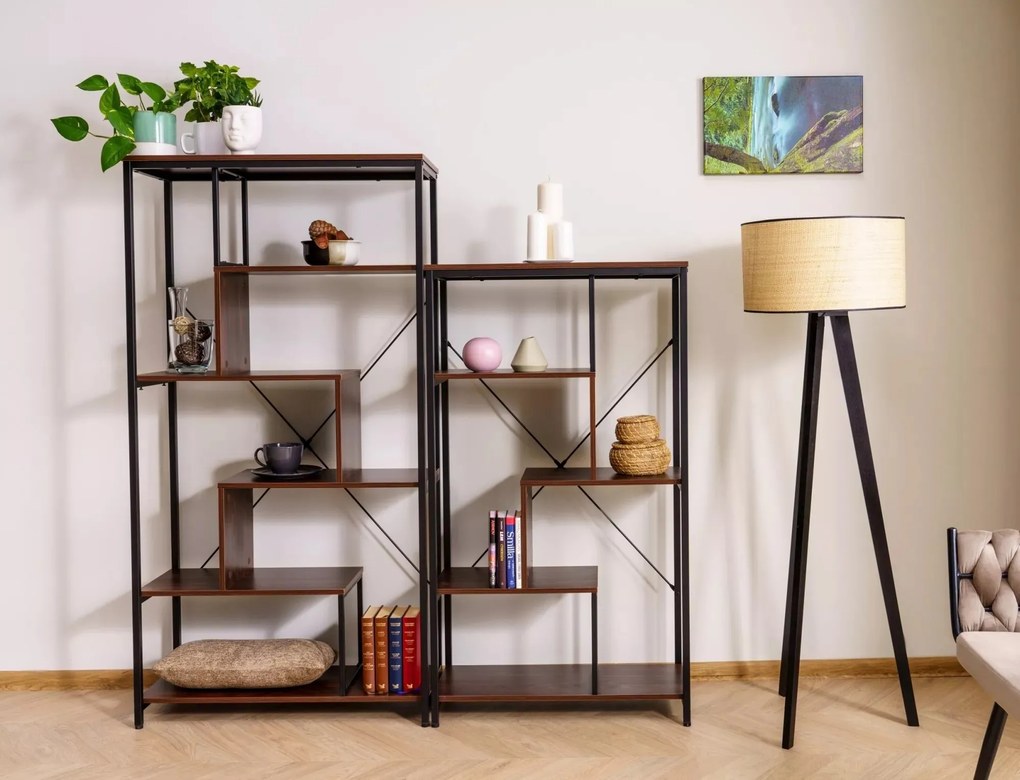 Regál Net B 75 cm orech tmavý/čierny