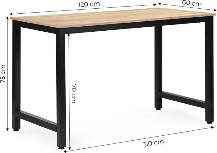 Počítačový stôl 120 x 60 cm – pracovný stôl do kancelárie a študentskej izby čierna