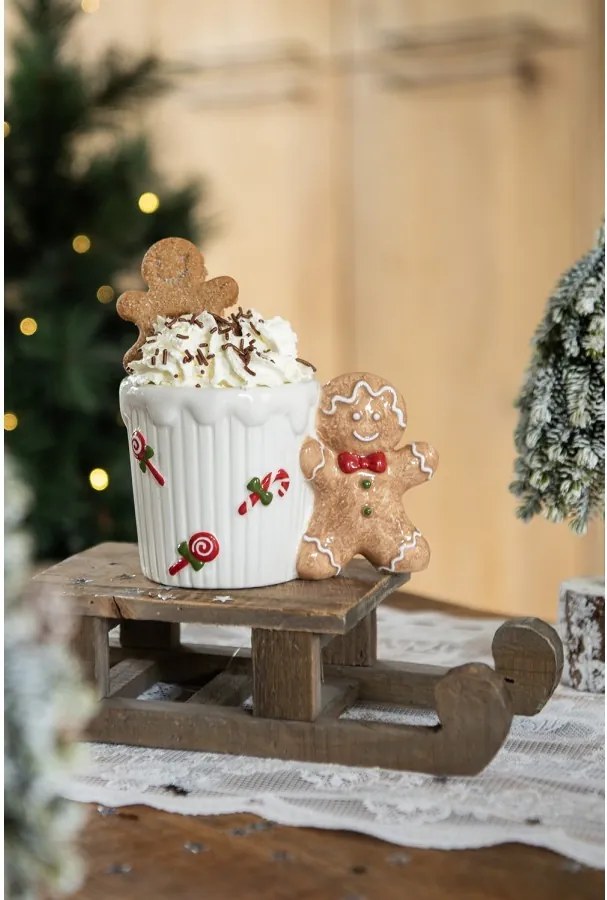 Biely keramický hrnček Perníček Gingerbread - 15*10*10 cm / 350 ml