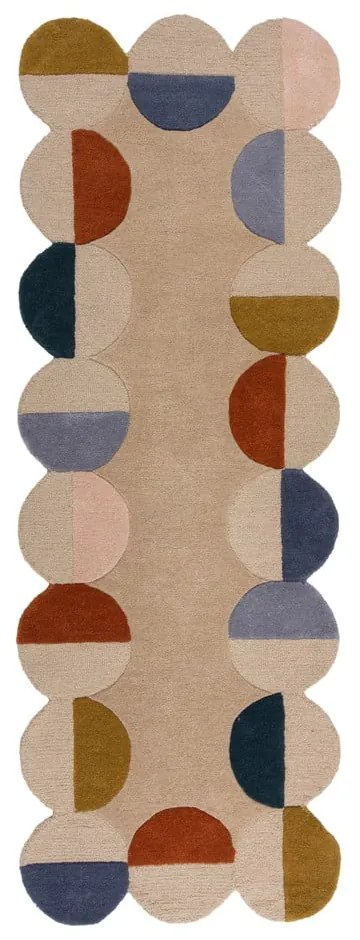 Béžový ručne tkaný vlnený behúň 80x230 cm Mia Scallop Frame – Flair Rugs