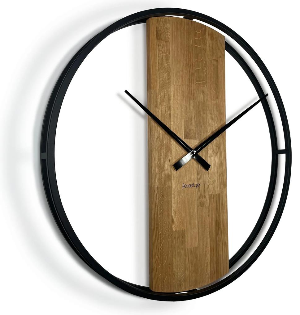 Dubové hodiny Loft Round kovové 80cm, z231
