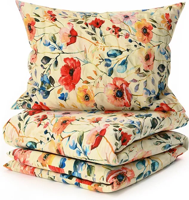 Krepové obliečky FLOREEN krémové Rozmer obliečky: 70 x 90 cm | 140 x 200 cm