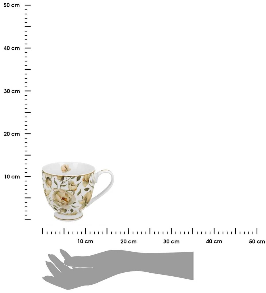 Porcelánový hrnček na nohe English Roses White 530 ml