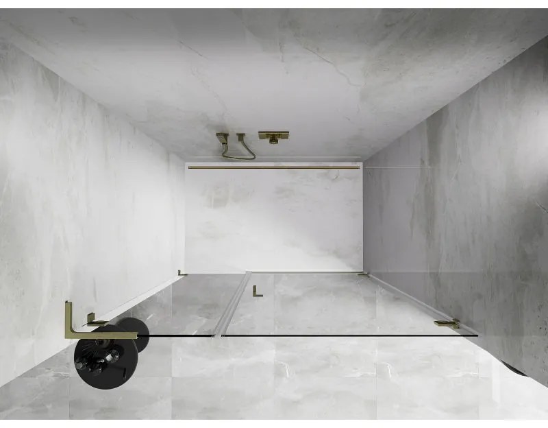 Mexen Lunar-B, L Otočné pravé sprchové dvere 125 cm, 8mm číre sklo, zlatý matný profil, 832SL-125-050-55-00-P