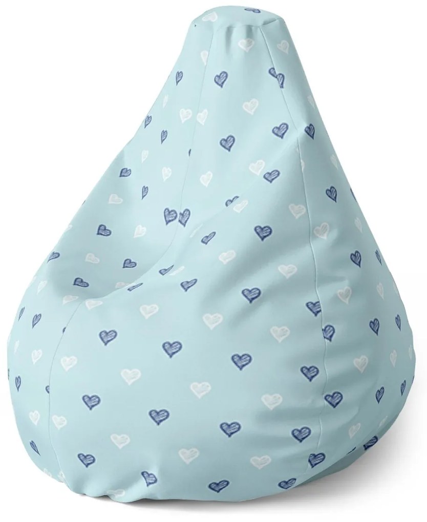 Sablio Sedací vak Pear Srdce na modrej - 140 x 100 x 25 cm
