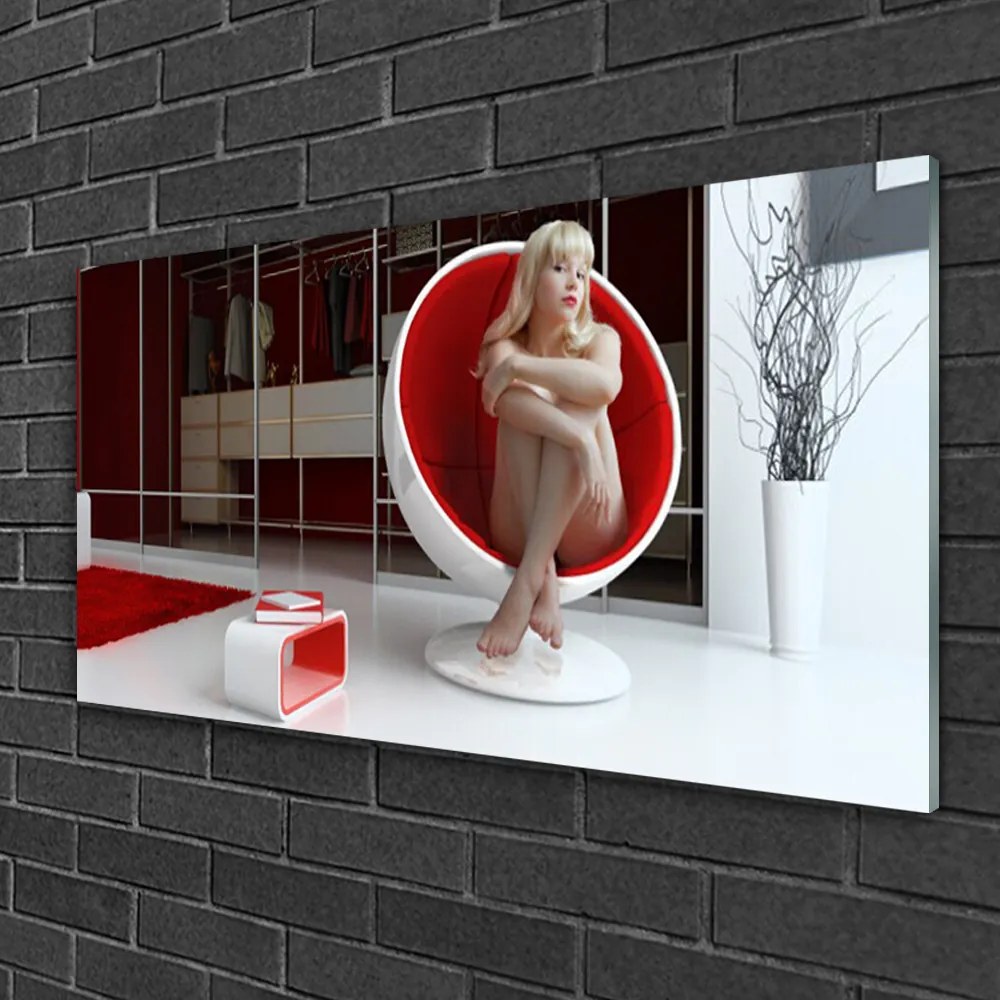 Obraz na skle Izba nahá žena 120x60 cm