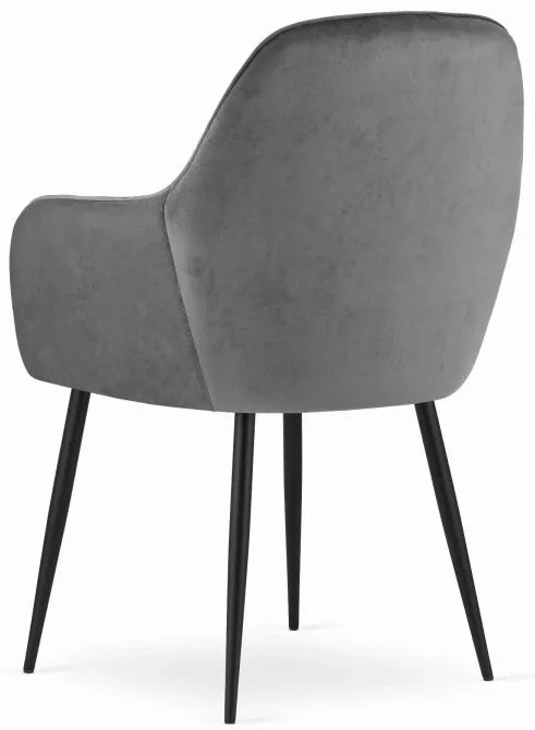Stolička LUGO - tmavosivý zamat / čierne nohy