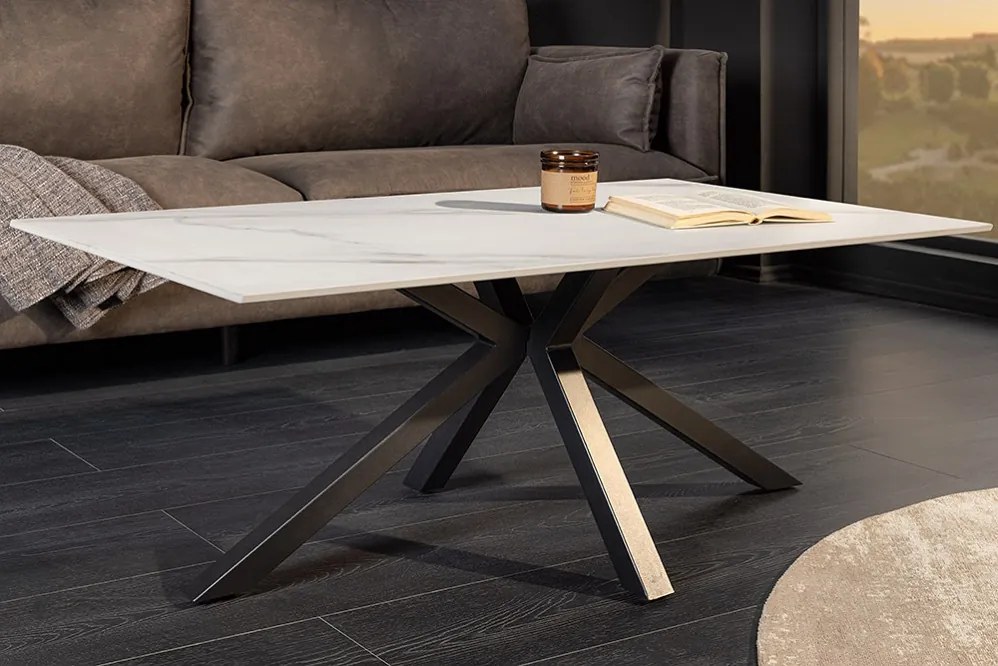 Keramický konferenčný stolík Fabrico 100 cm biely