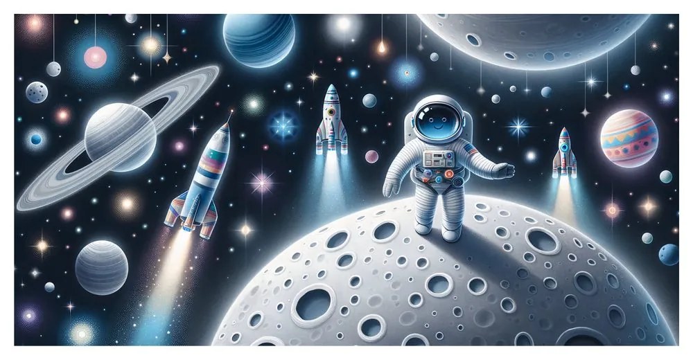 Obraz kozmonaut medzi planétami