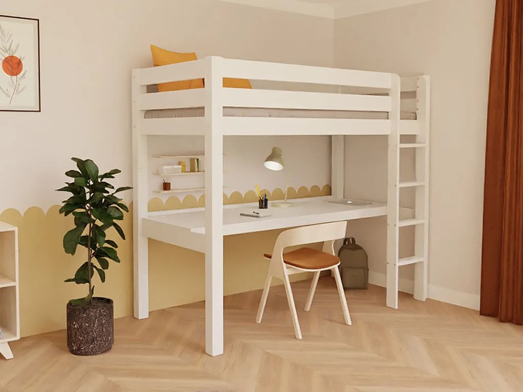 Vyvýšená posteľ MAKALU s písacím stolom 90x200 cm
