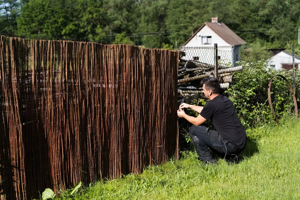 Prútená zástena na plot Výška plota: 140 cm, Dĺžka plota: 300 cm