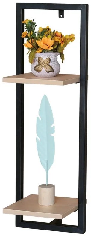 Polička nástěnná 25x20x75 cm, MDF, dekor dub, kov černý mat