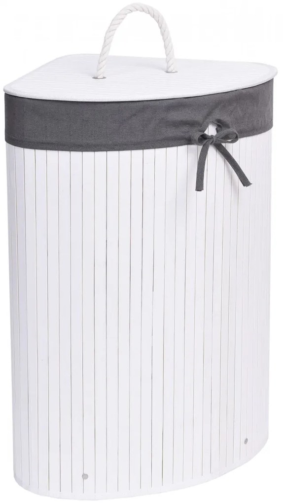 Bambusový kôš na bielizeň 60 l biely/sivý