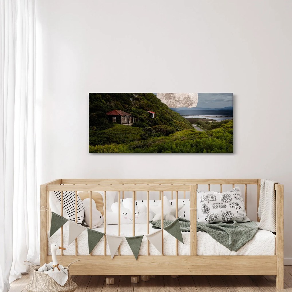 Obraz krajiny s mesiacom (120x50 cm)
