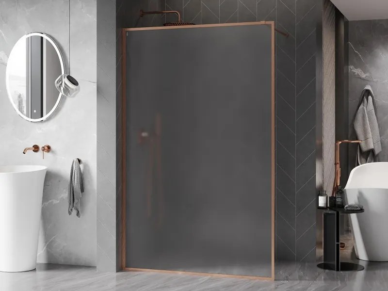 Mexen, Mexen Kioto-XF sprchová stena s rámom 140 x 202 cm, matná 10 mm, brúsená meď - 800-140-104-65-30-X