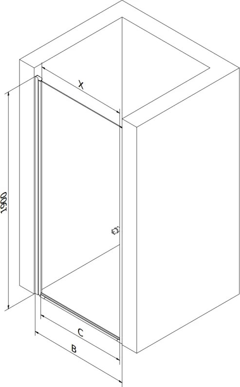 Mexen Pretoria, sprchové dvere do otvoru 70 x 190 cm, 6mm šedé sklo, chrómový profil, 852-070-000-01-40
