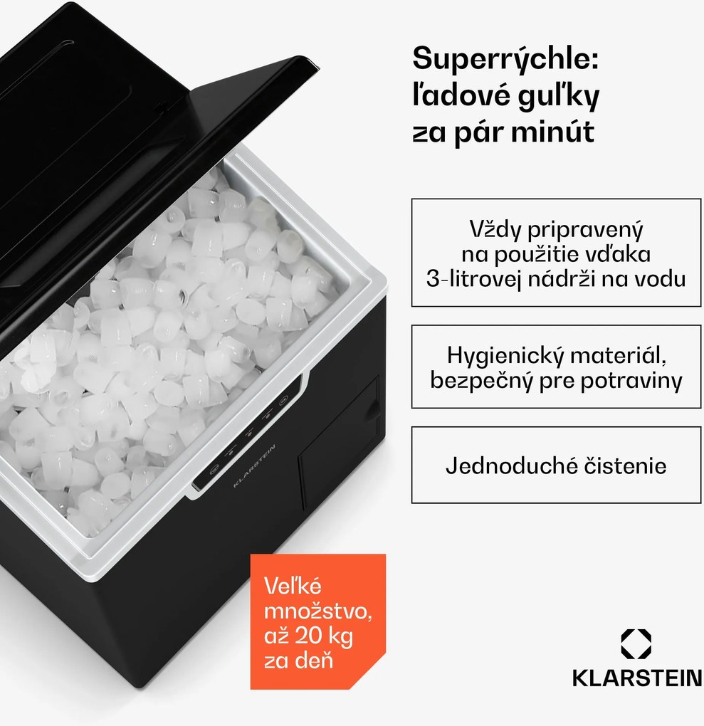 Klarstein Icefestival Bullet priemyselný výrobník kociek ľadu, 400W, 3 litre, 20kg/24h