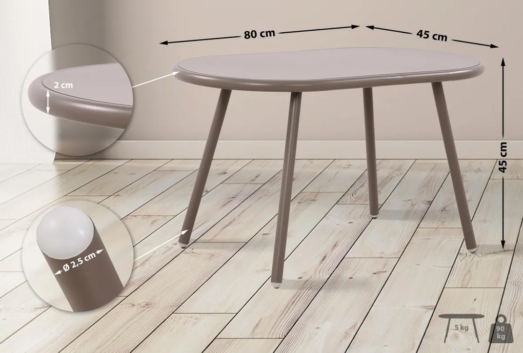 Konferenčný stolík Velva - v45 x 80 x 45 cm - Taupe