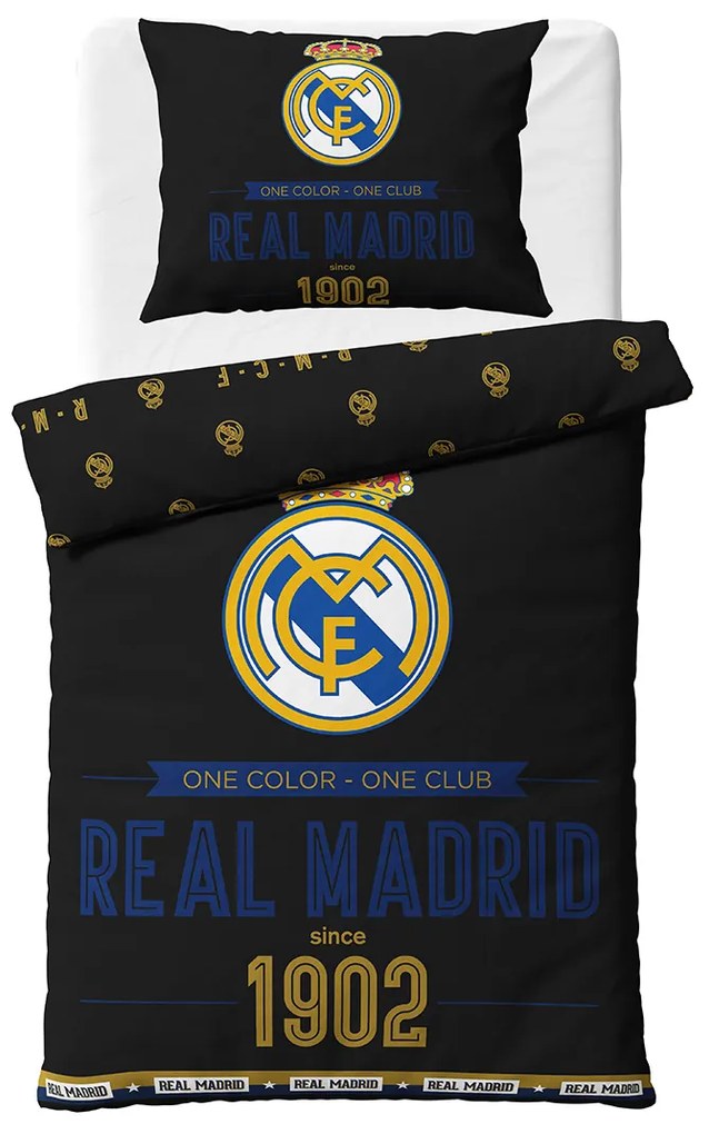 Carbotex Bavlnené obliečky 140x200 + 70x90 cm - Real Madrid Royal Black