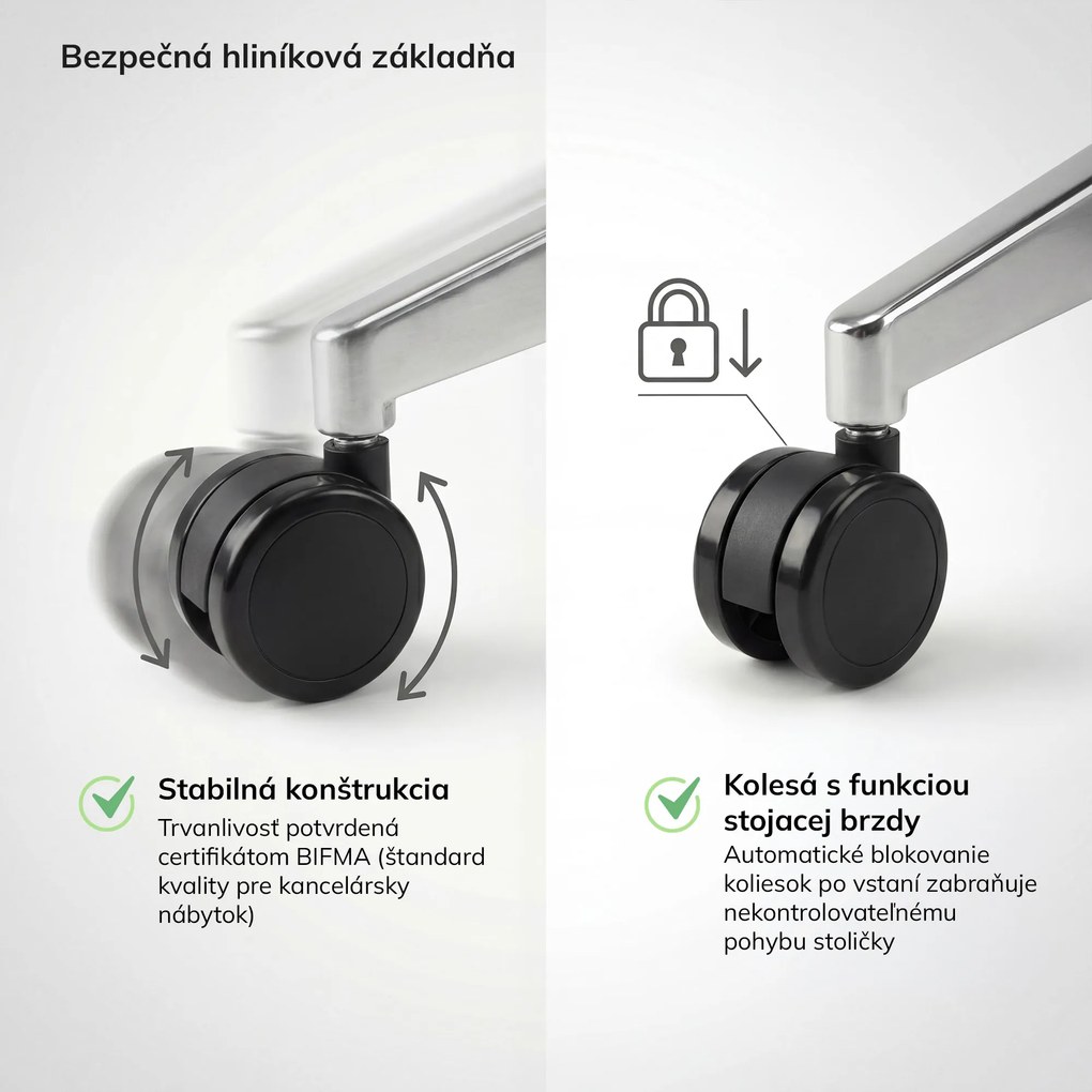 Ergonomická otočná kancelárska stolička, čierna: VECTOR