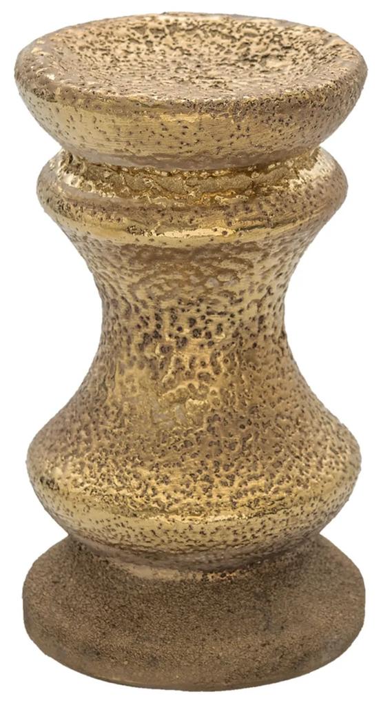 Zlatý keramický svietnik s patinou Skuyler - Ø 11*19 cm