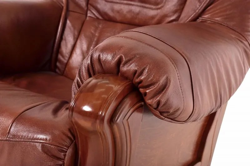 Kožená rozkladacia pohovka Baron 3R, biela / wenge (k1 / 8)
