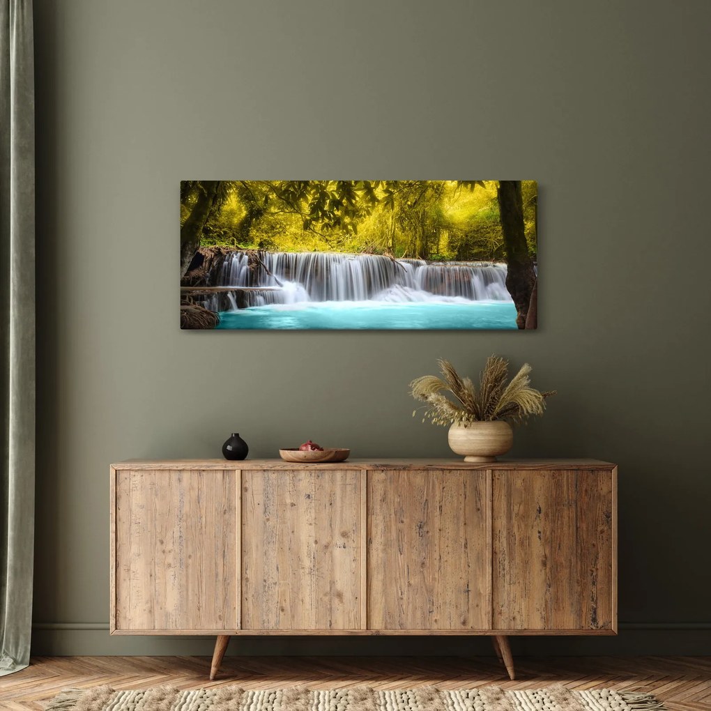 Obraz - Vodopád, s jasnými farbami (120x50 cm)