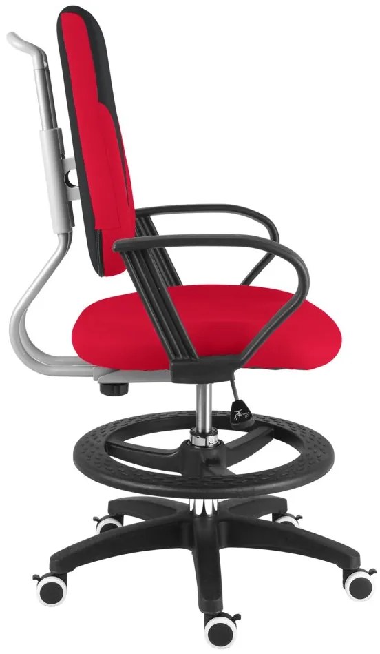 Detská rastúca stolička Neoseat KINDER — látka, čierna / červená