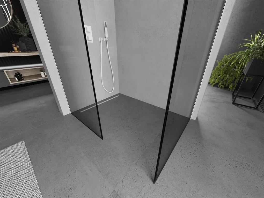 Mexen Kioto, sprchový kút typ Walk-In 100 x 80 cm, 8mm sklo-čierny vzor, biely profil, 800-100-202-20-70-080