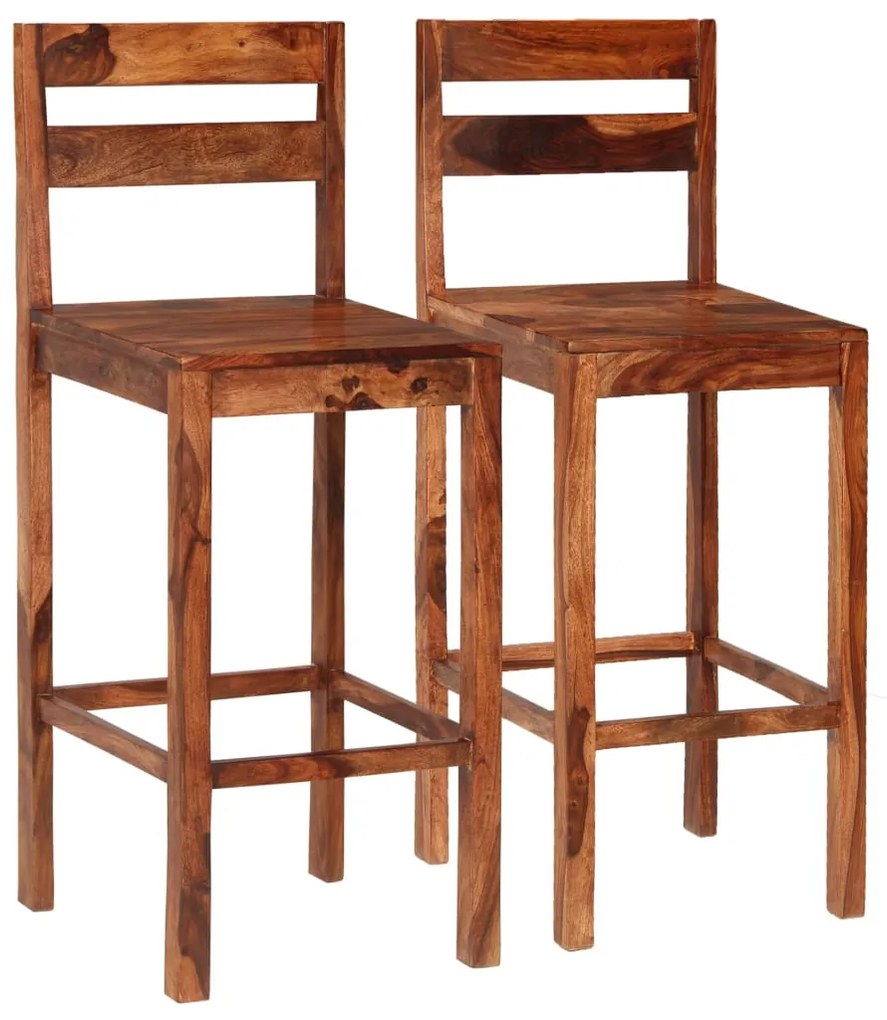 vidaXL Barové stoličky 2 ks hnedé masívne sheeshamové drevo