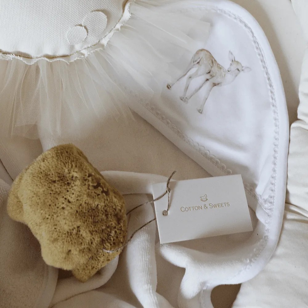 Novorodenecká osuška s kapucňou vanilka 80x80cm