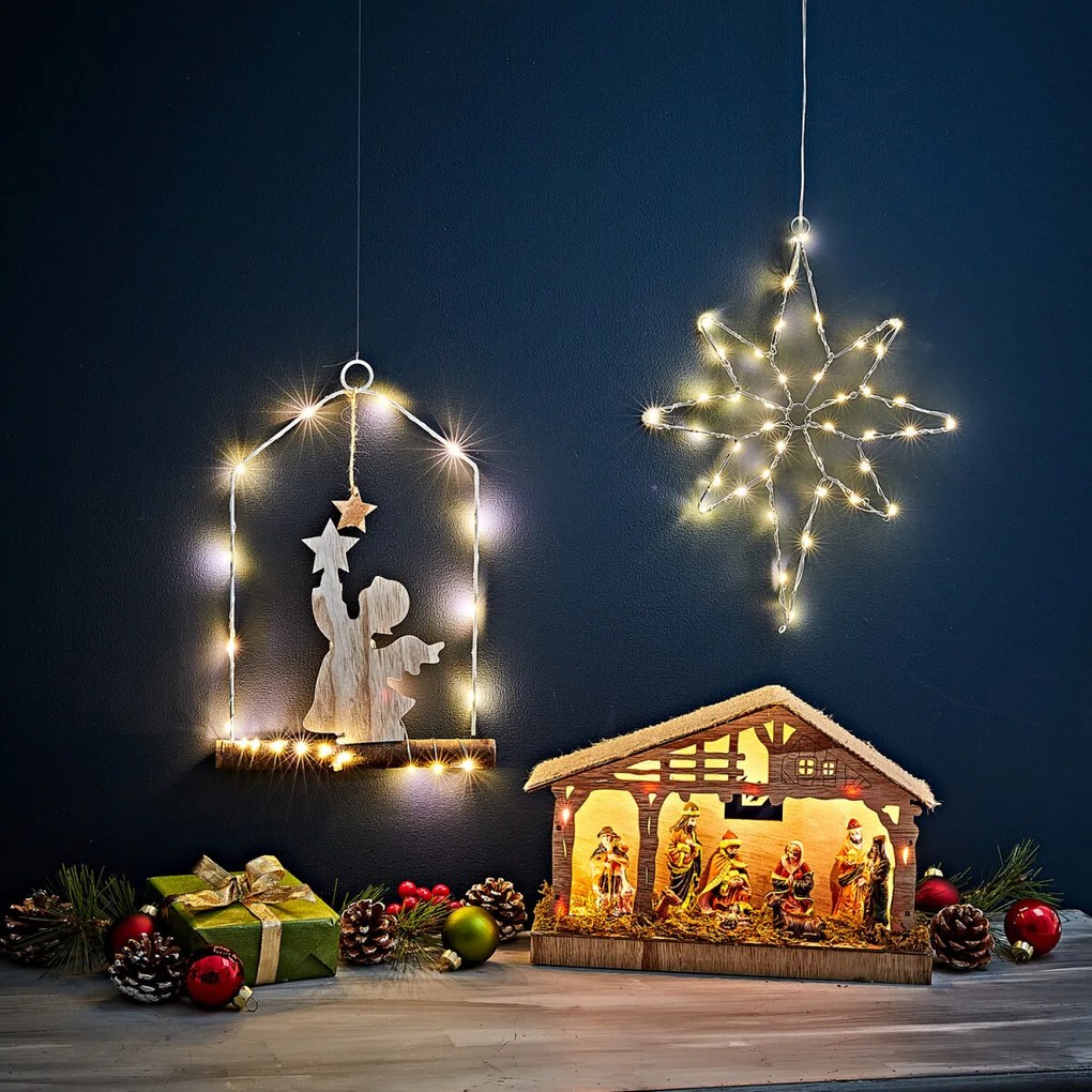 LED hviezda „Polárka“ 26 x 33 cm. Prívodná šnúra 47 cm.