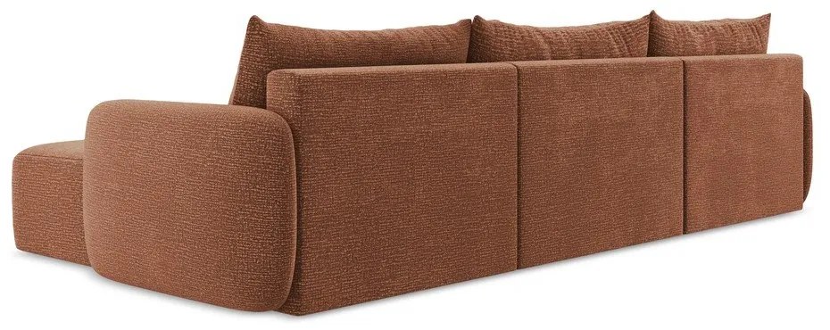 Rozkladacia/s úložným priestorom rohová pohovka v tehlovej farbe Kalena – Makamii