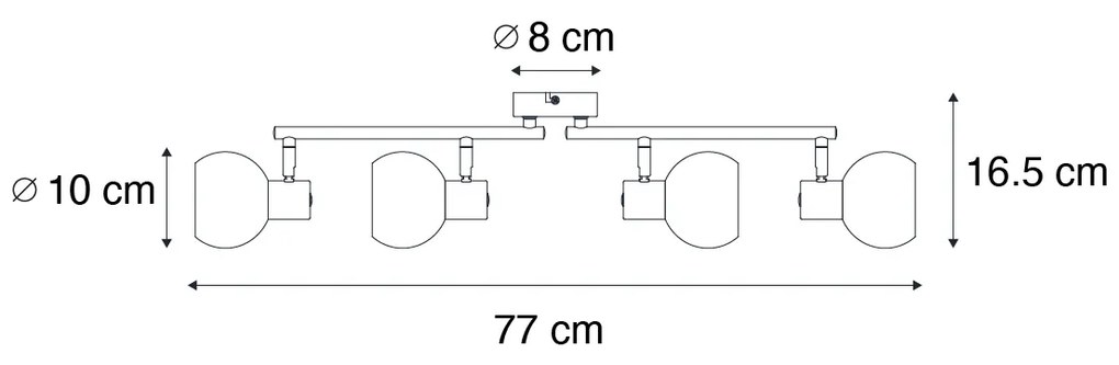 Inteligentný stropný reflektor zlatý s opálovým sklom 4-svetelný nastaviteľný vrátane 4 Wifi P45 - Anouk