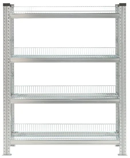 Kovový regál TRANSFORM, drôtené police, základná sekcia, 1576x975x500 mm