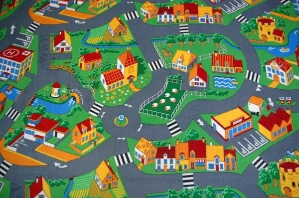 MAXMAX Detský koberec dedinkou soft multicolor