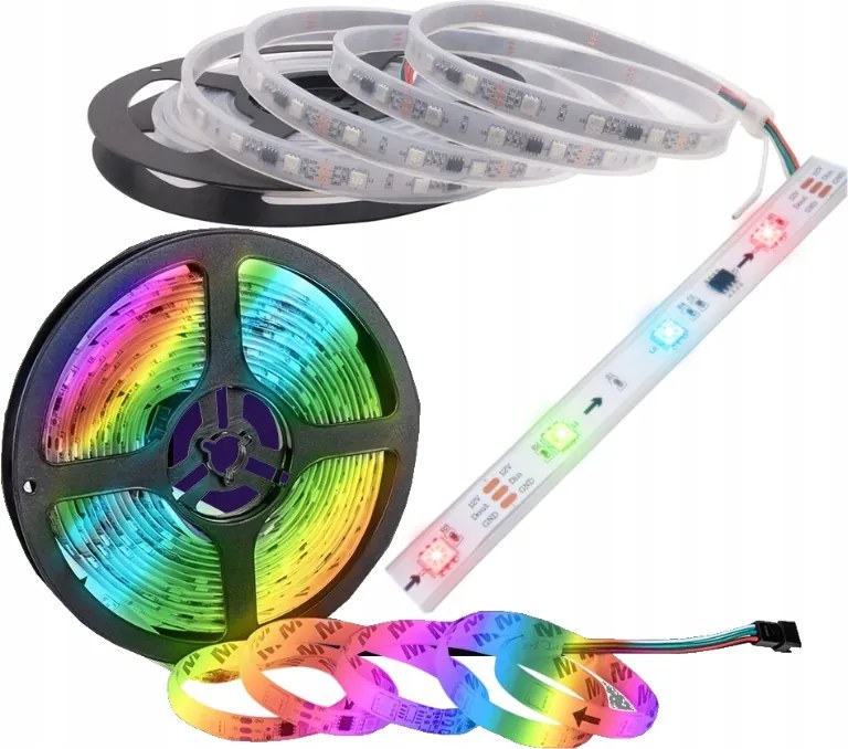 BERGE Digitálny pásik LED - RGB - IP20 - 5m - dúhový efekt