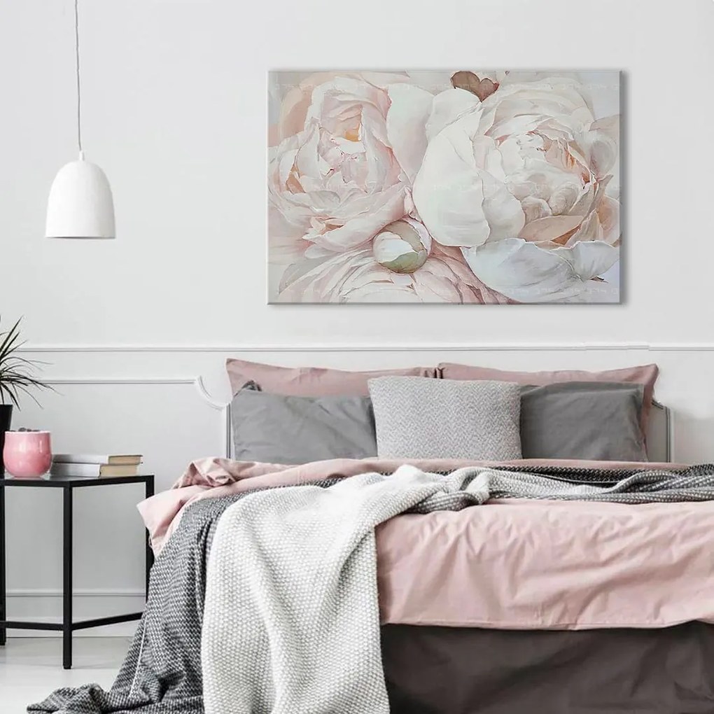 Obraz na plátne KRÁSNE BÉŽOVÉ KVETY 60x40 cm